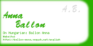 anna ballon business card